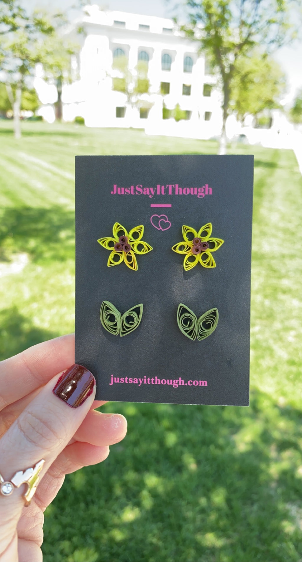 Mini Sunflower Stud Quilled Earrings