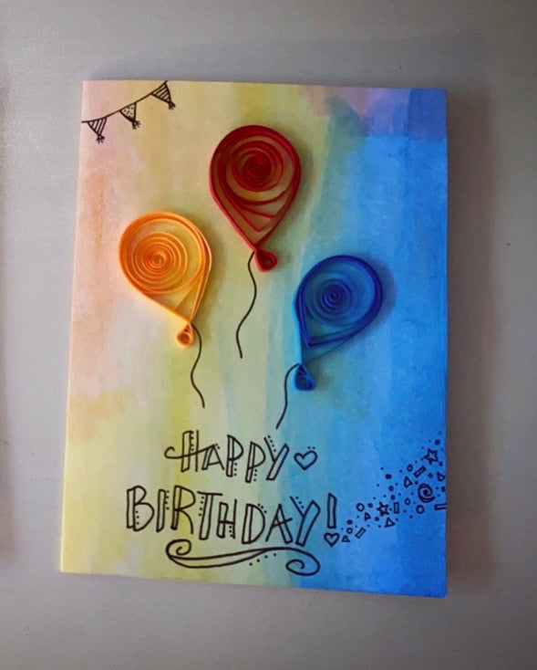 Balloon Birthday Quilled Card