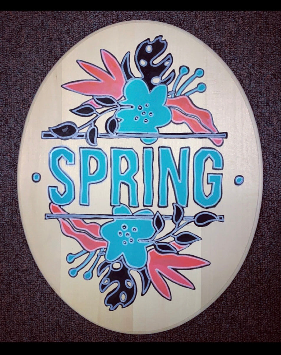 SPRING Painted Wall Plaque