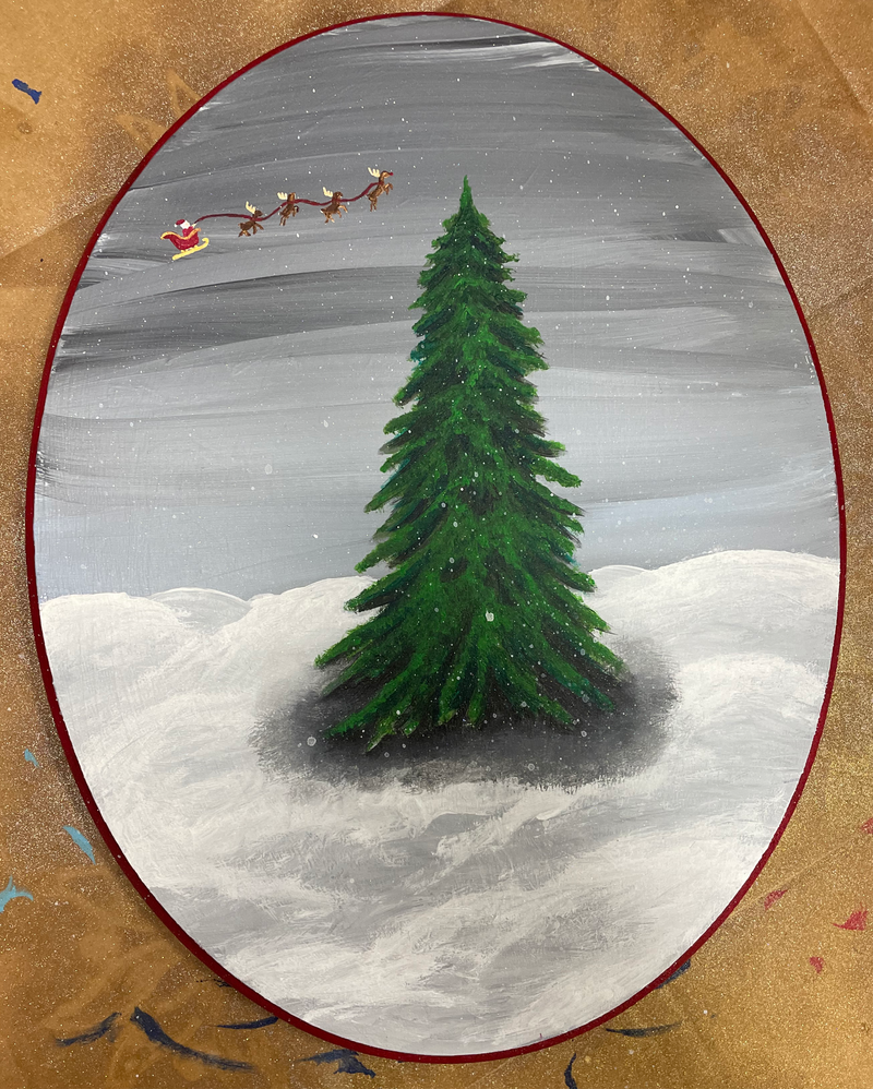 Tiny Santa & Reindeer Painting