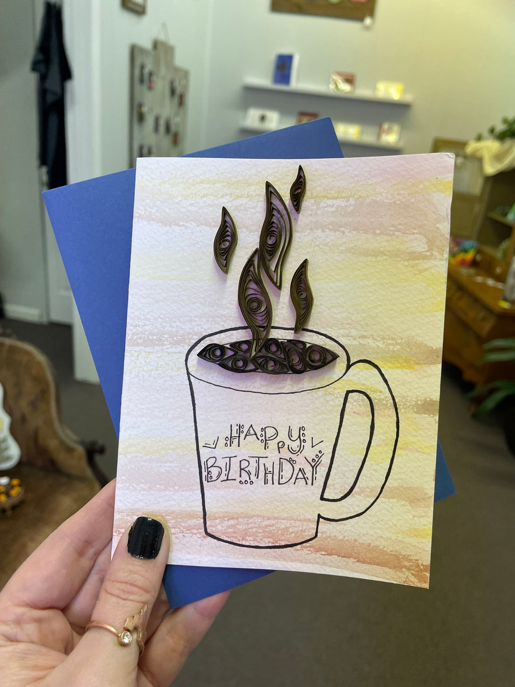 Coffee Mug Birthday Quilled Card