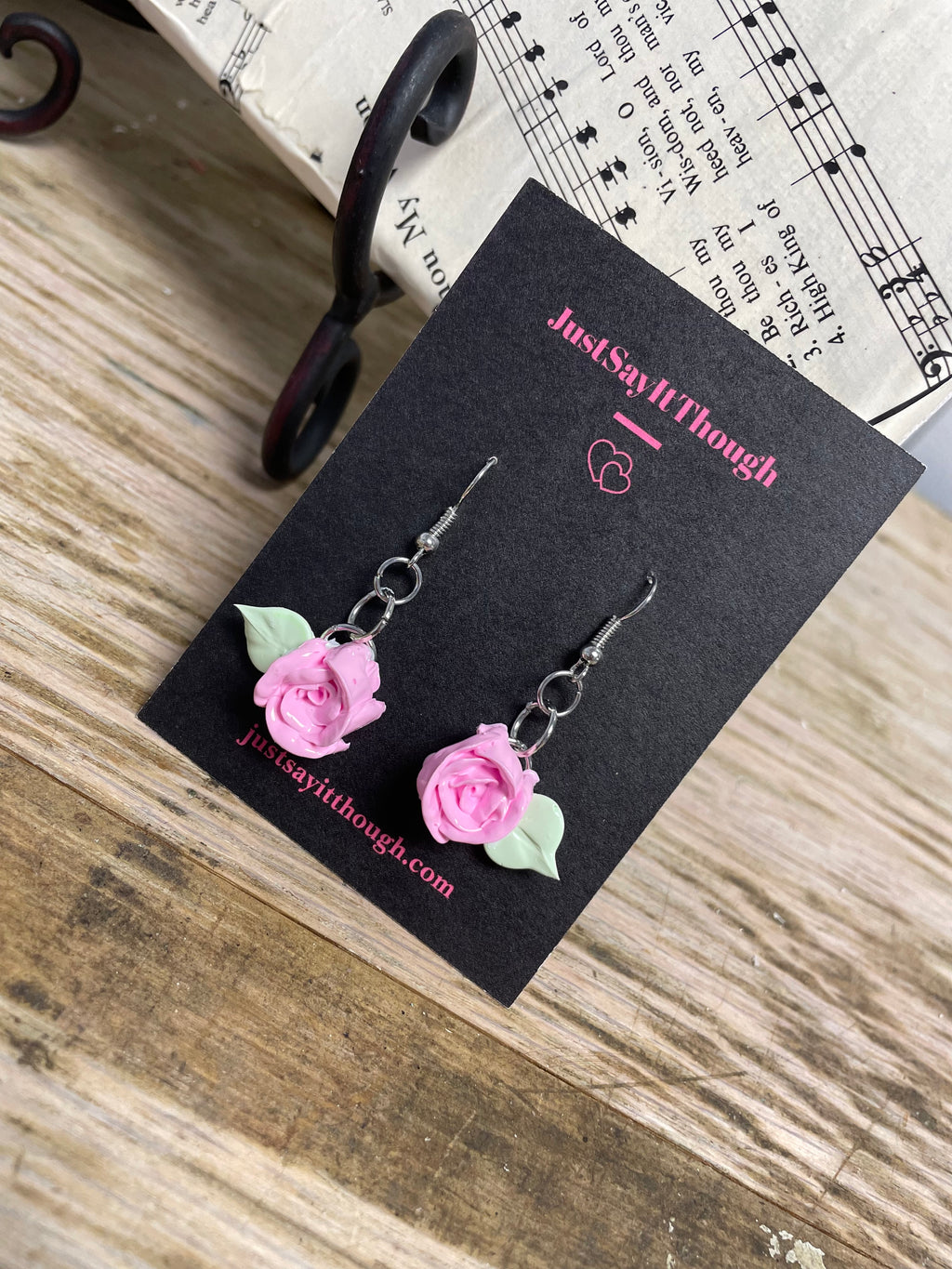 Rosebud Paint Earrings