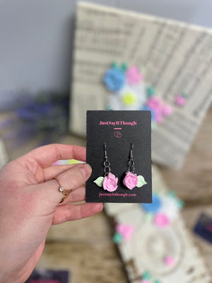 Rosebud Paint Earrings