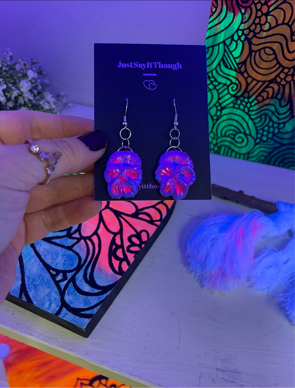 Perennial Pansy Paint Earrings