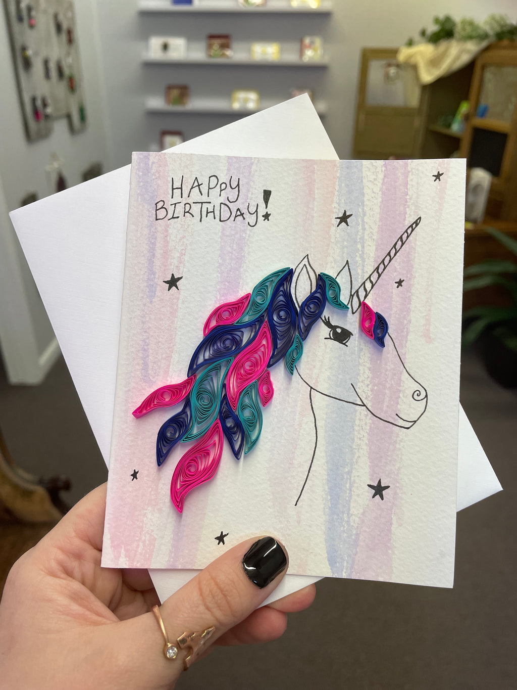 Unicorn Birthday Quilled Card