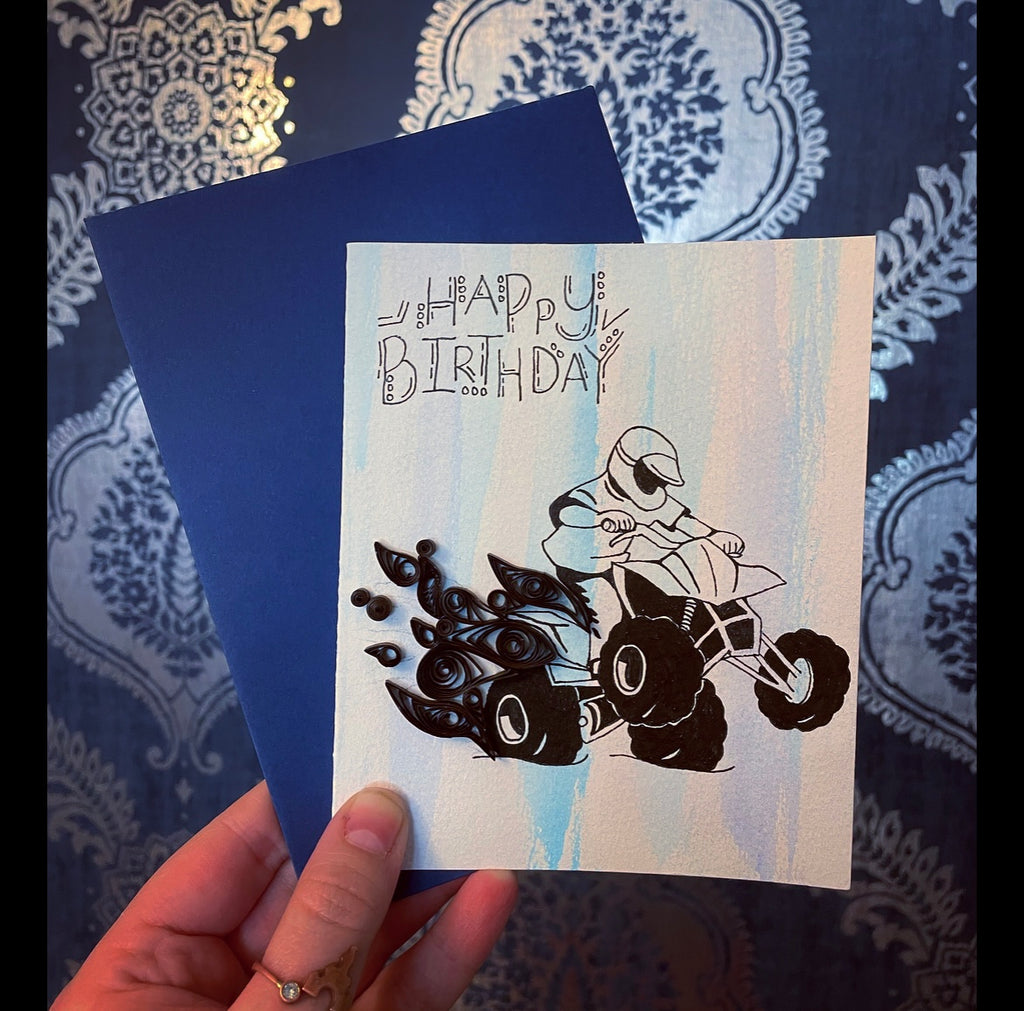 4-Wheeling Birthday Quilled Card