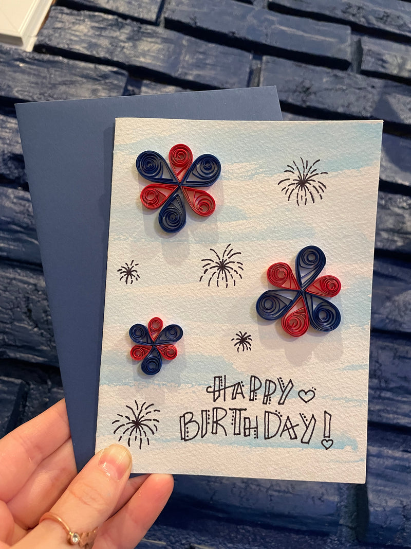 Fireworks Birthday Quilled Card