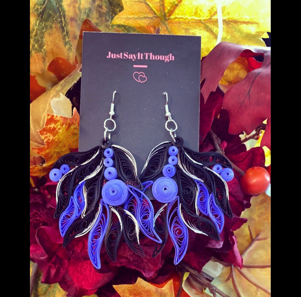 Purple Spooky Quilled Earrings