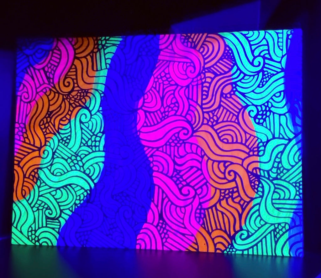 Far Out Waves Blacklight Painted Canvas