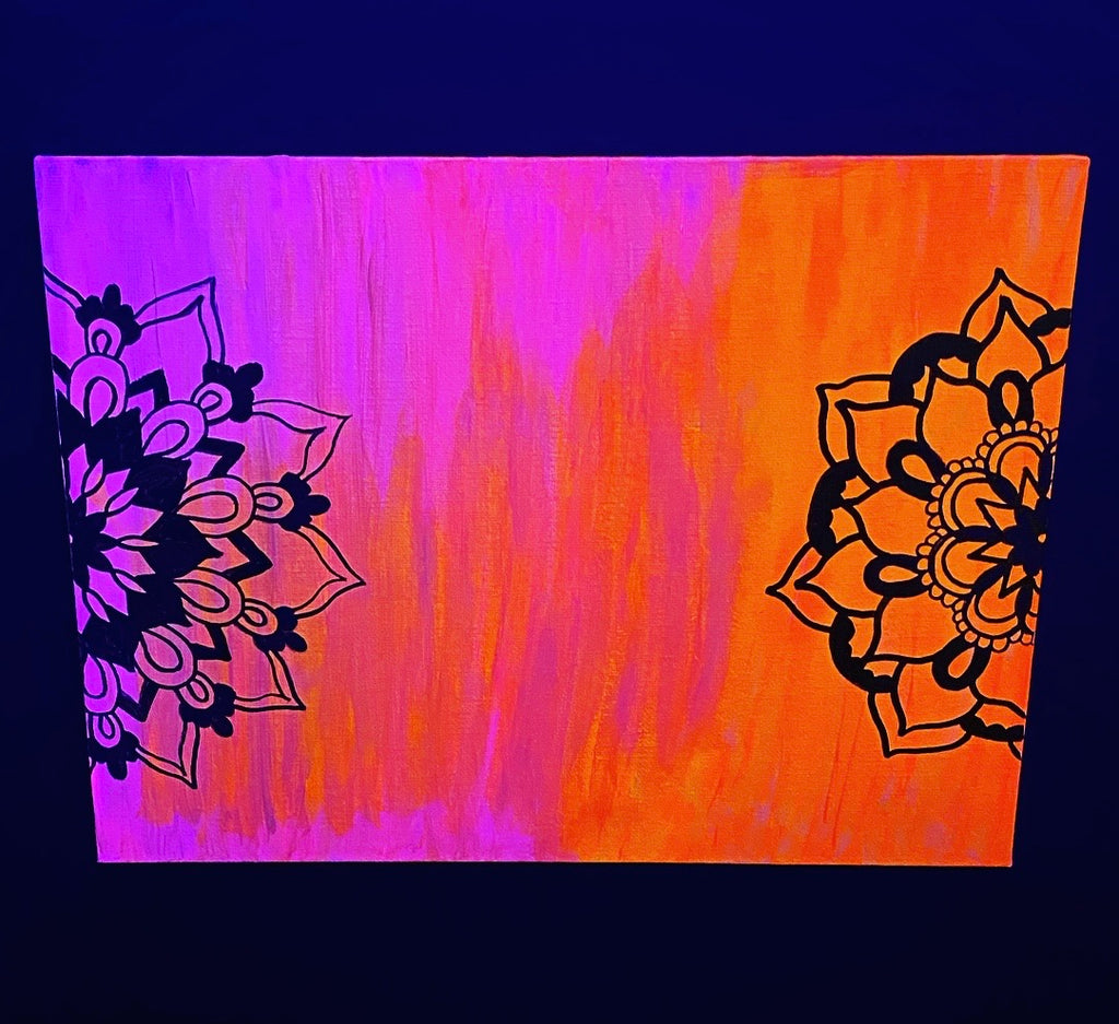 Happy Thoughts Blacklight Painted Canvas