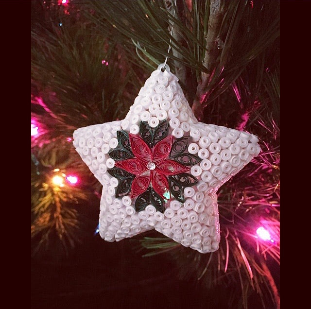 White Star Quilled Ornament