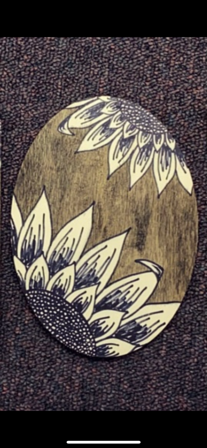 Single Sunflower Stain-drawn Mini Plaque