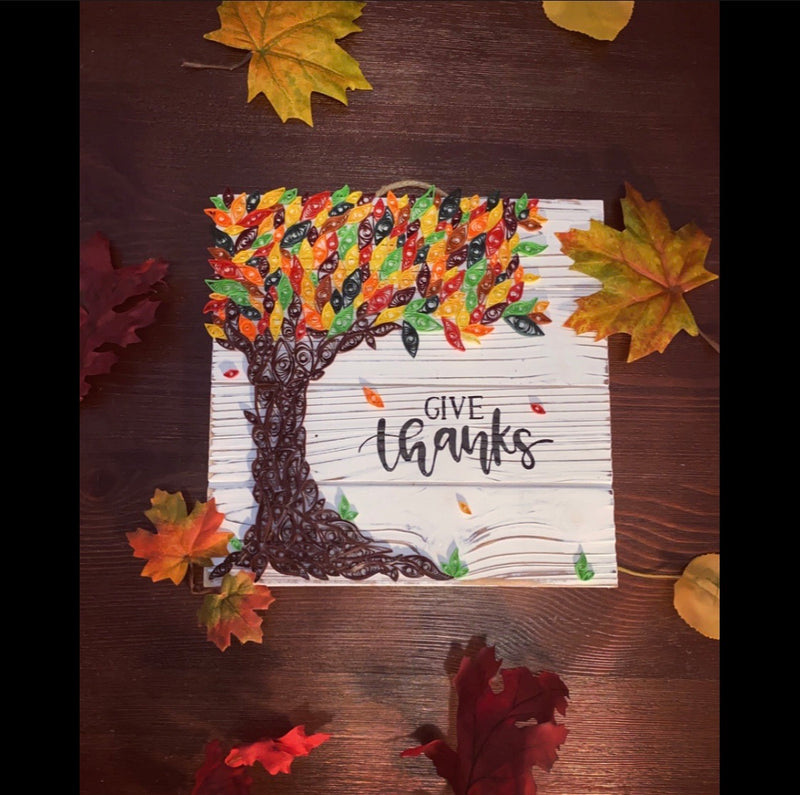 Give Thanks Quilled Tree Wall Plaque