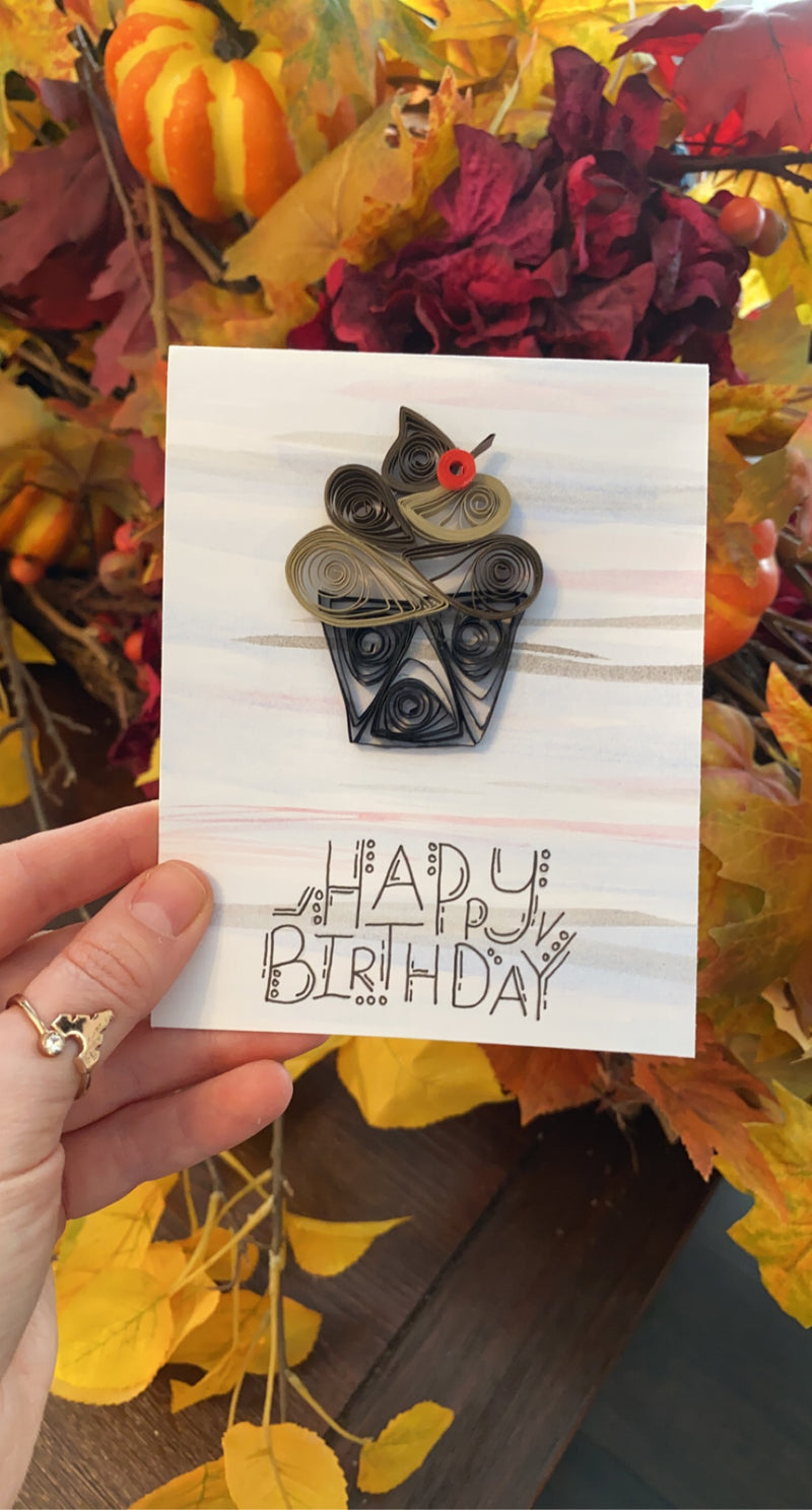 Chocolate Cupcake Birthday Quilled Card