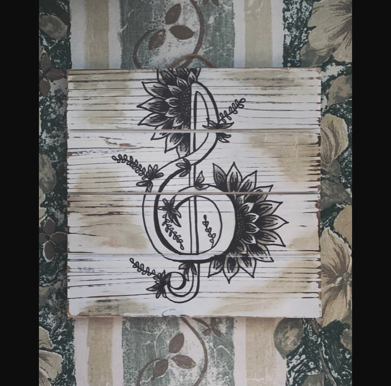 Music in Bloom Stain-Drawn Wall Plaque