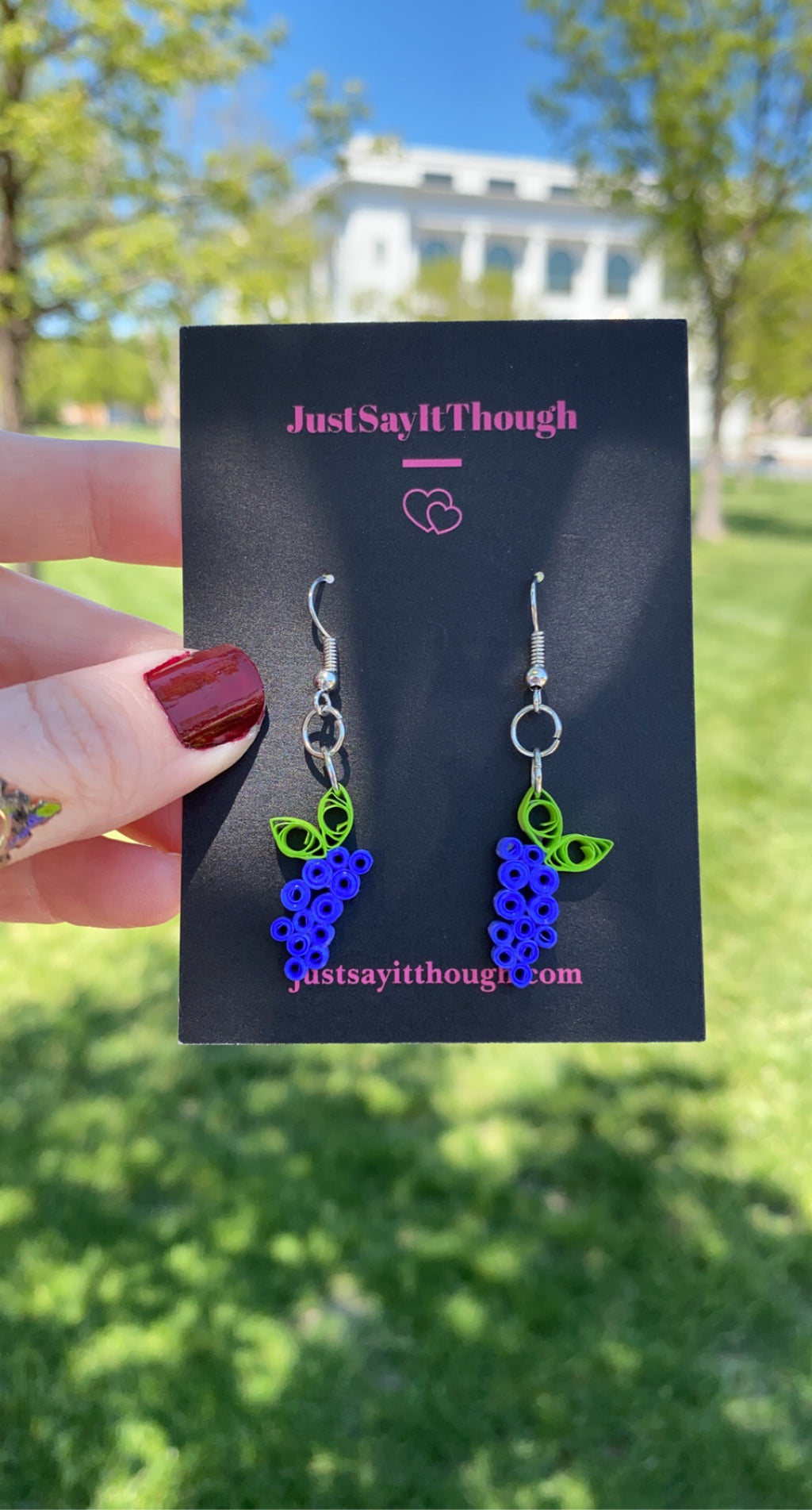 Hanging Lilac Quilled Earrings