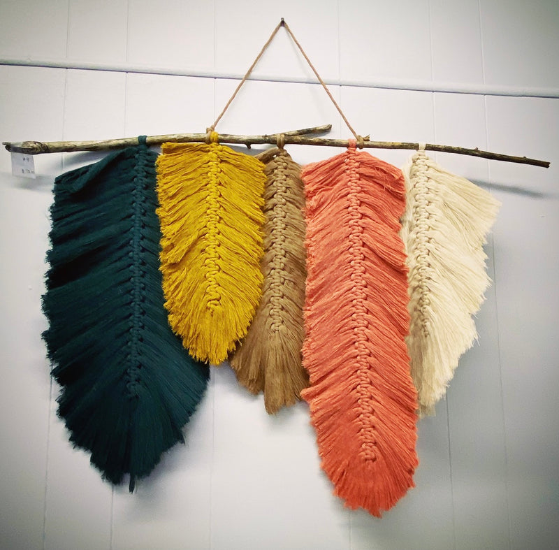 Colors of the Wind Feather Macramé Wall Hanging