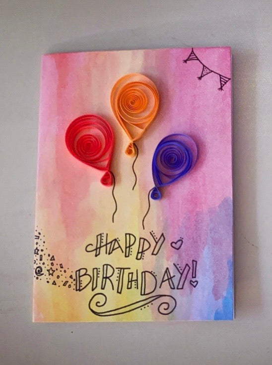 Balloon Birthday Quilled Card