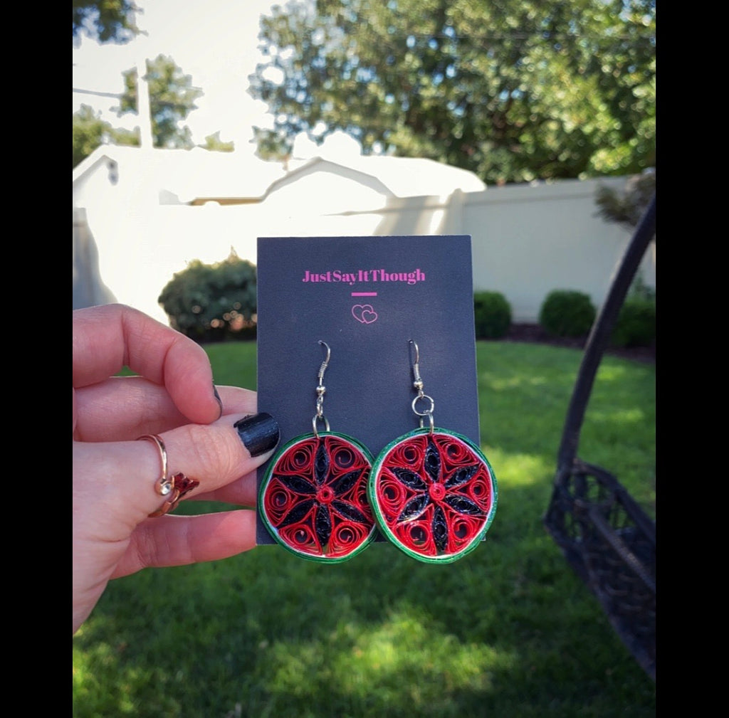 Candy Watermelon Quilled Earrings